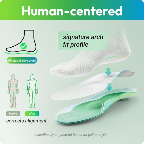 Running Sport Insoles for Men Women - Shock Absorption, Conforms to Foot 9.5-11