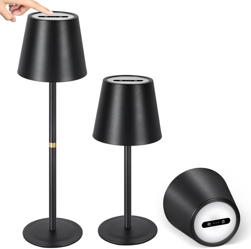 2 Pack Cordless Battery Operated LED Table Lamp - Dimmable Touch, 3 Colour tempu