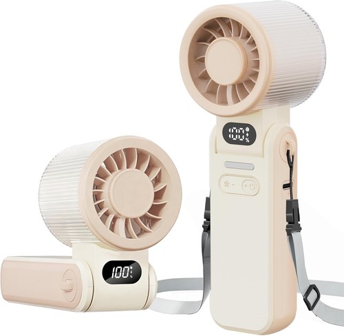 Handheld Fan, Portable Mini Fan with 15H Battery Life, 5 Speeds Led Display Quie