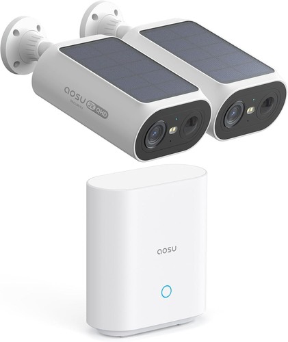 Outdoor Security Cameras, Wireless 2K, 2 Cam-Kit with Homebase, No Subscription.