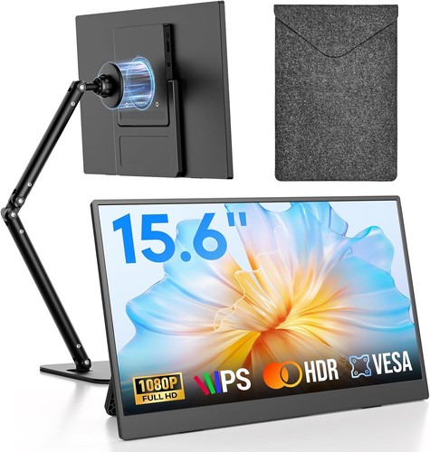 Portable Monitor, 15.6" 1080P FHD IPS External Second Screen for Laptop, Magneti