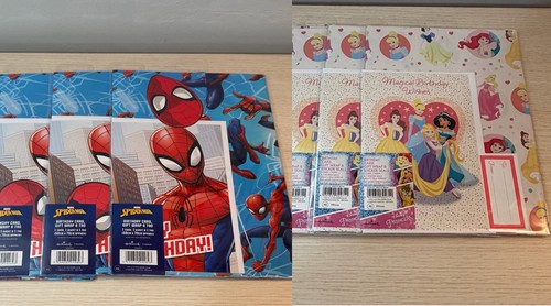 3 Pack Birthday card and envelope, wrapping paper and sticker seals, Gift wrap s