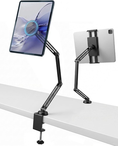 Portable Magnetic Tablet Mount, Max Load 1kg-2.2lbs, Tri-Fold Long Arm Stand wit
