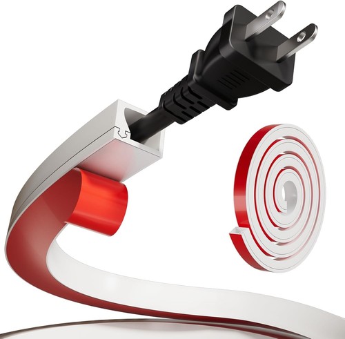 2m Silicone Mini White Cable Trunking for TV Electric Cord,Self-Adhesive Square 