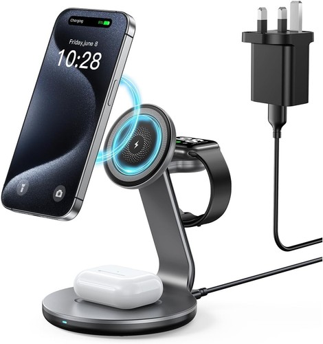 3-in-1 Magnetic Wireless Charging Station for iPhone 17/16e/16/15/14/13/12, Fold