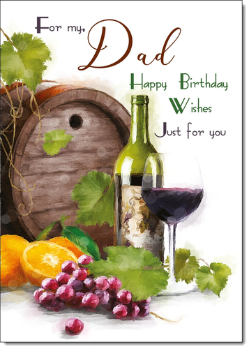 Dad Birthday Card Large 9x6 Wine Vineyard Sentimental Verse & Envelope