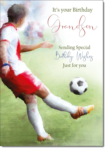Grandson Birthday Card Large 9x6 Football Verse Inside & Envelope