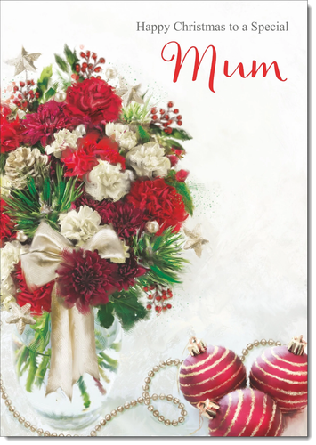 Mum Christmas Card Large 9 x 6 Christmas Bouquet Verse Inside & Envelope