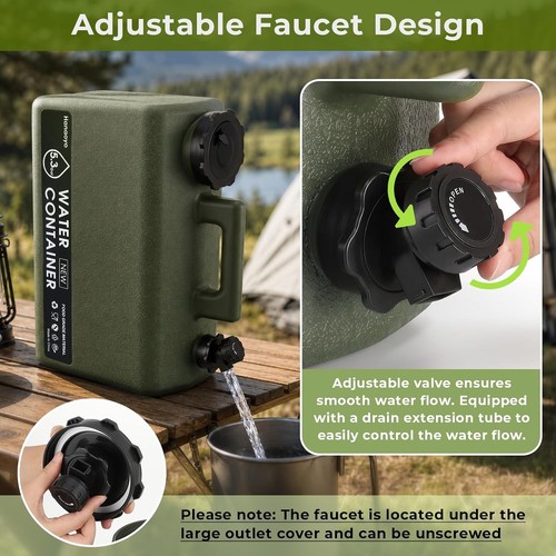 Hanaoyo 20L Camping Water Container BPA Free Tap Spigot Portable Water Jug