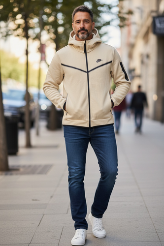 Nike Tech Fleece Windrunner Full Zip Hoodie Mens XXL Light Bone CU4489-072