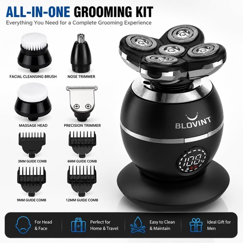 5 in 1 Electric Head Shaver Men Bald Skull Shaver Beard Trimmer Clippers Wet Dry