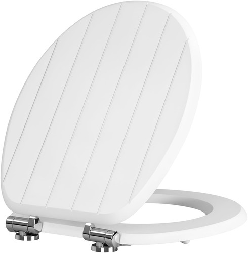 WOLTU Soft Close Toilet Seat White MDF O-Shaped Stainless Steel Hinges Universal