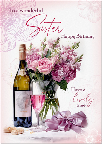 Sister Birthday Card Large 9x6 Funny or Sentimental Verse Inside & Envelope