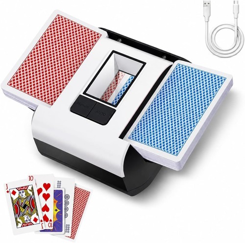Automatic Card Shuffler 2 Deck, Rechargeable Automatic Card Shuffler with Dual