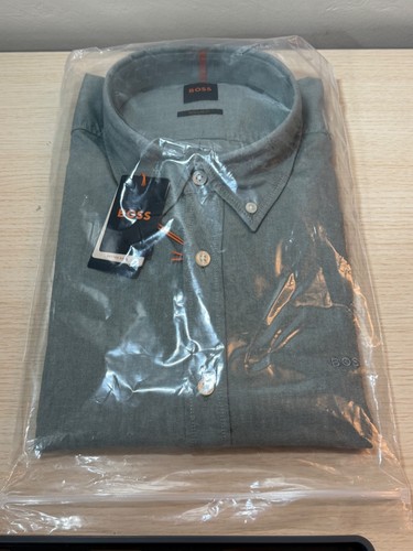 Hugo Boss Button-down regular-fit shirt in Oxford cotton xxl , Light Grey.