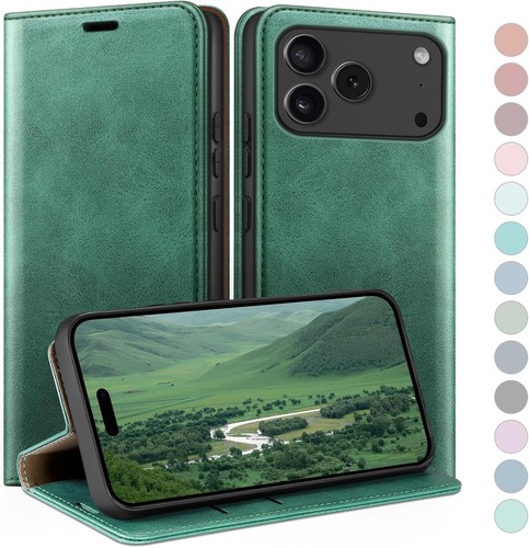 iPhone 17 Pro Max 6.9" Wallet case with RFID Blocking PU Leather,Flip Folio Book