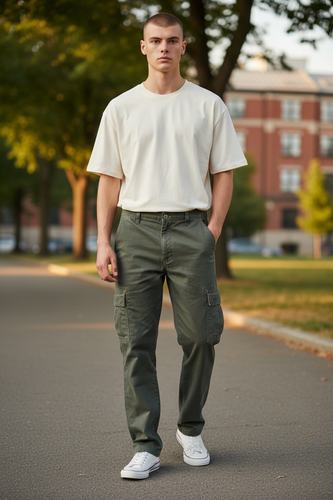 Wrangler Authentics Men’s Olive Cargo Trousers W40 L29 Relaxed Fit New