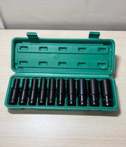 Impact Socket Set, Cr-V Steel, 6 Point Design, 10 Piece Durable Set Drive Deep