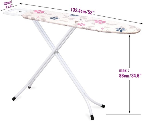 Ironing Board, 4 leg,Adjustable, 100% cotton cover,34x110 Cm, Lightweight