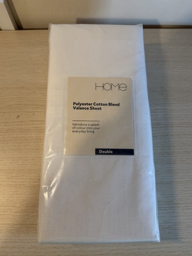 Home Polyester Cotton Blend Valance Sheet Double White 135cm X 190cm Brand New